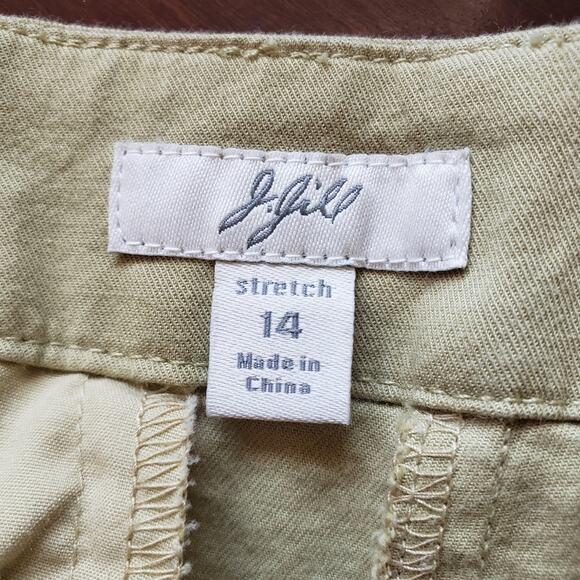 J. Jill Genuine Fit At Waist Green Cropped Capri Flat Front Cotton Pants 14 - Picture 7 of 9